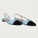 Chloe .5' Slingback Sky Blue-Black Leather Flats andreacarrano 