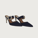 Iside Navy Satin Jewel Heels andreacarrano 