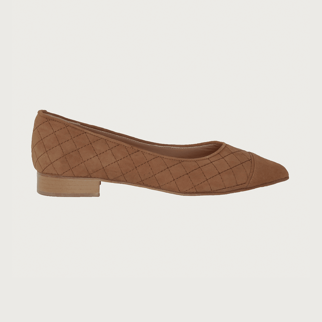 JACKIE QUILTED COGNAC SUEDE Flats andreacarrano 