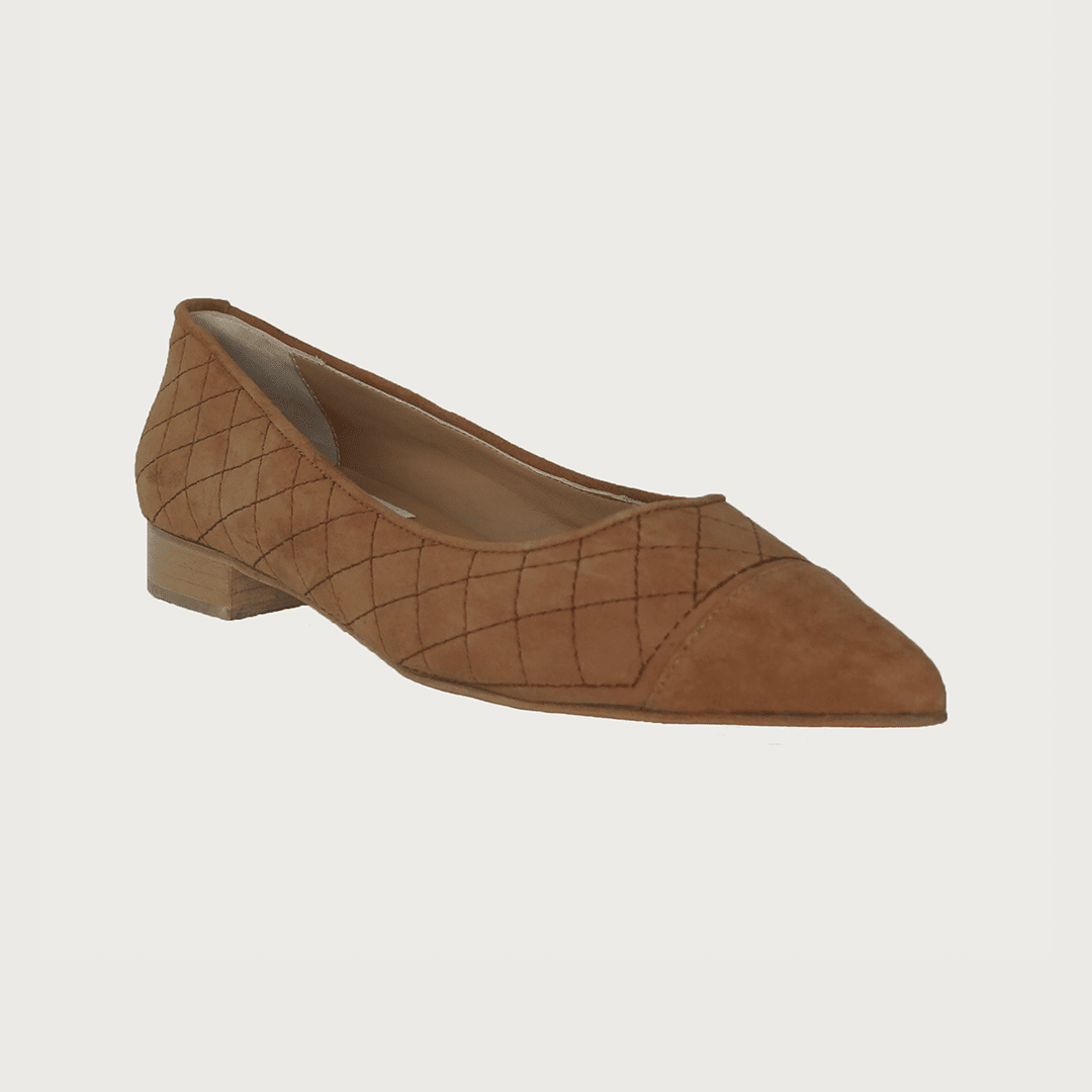 JACKIE QUILTED COGNAC SUEDE Flats andreacarrano 