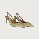 Jade Champagne Satin Jewel Heels andreacarrano 