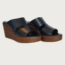 Ombrina Geometric Cutout Wedge Black Sandal andreacarrano 