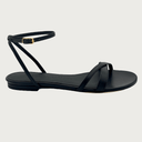Valentina Carrano Vesta Black Cavaillino Leather VC Sandals Valentina Carrano 