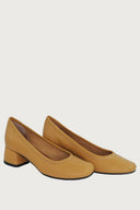 Elena Mustard Leather Heels andreacarrano 